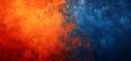 Abstract background displaying a vibrant contrast between fiery orange and deep, textured blue photo