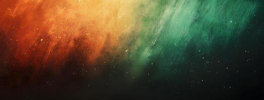 Abstract background shows a transition from warm orange to cool teal with subtle stardust photo