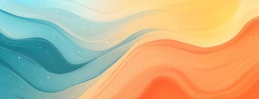 Abstract blue and yellow waves beautifully flow with soft light accents, creating a modern backdrop photo