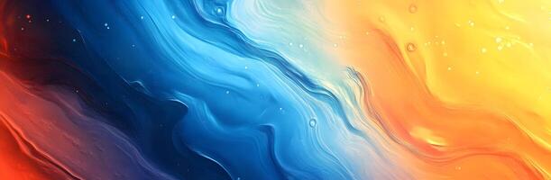 Abstract waves display a mesmerizing blend of flowing blues merging smoothly into vibrant oranges and yellows photo