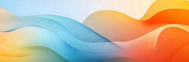 Abstract waves of gradient blues, oranges, and yellows create a smooth and flowing background photo