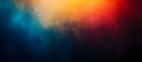 An abstract spectrum of color with blue merging into bright orange and red photo