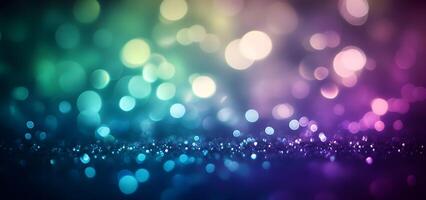 Colorful abstract bokeh lights gently dance above the sparkling surface, creating a dreamy atmosphere photo