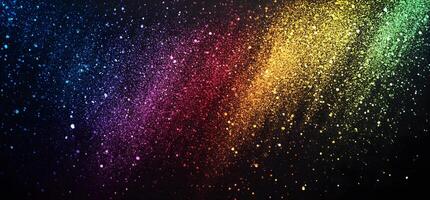 Colorful particle clouds appear to be a rainbow of bright lights on a dark canvas photo