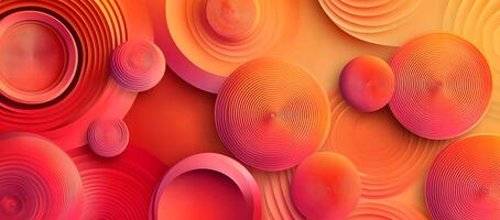Concentric circles create a modern artistic pattern against warm orange and red gradient backdrop photo