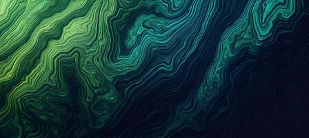 Dark teal topographic map lines showcase a captivating abstract green and blue gradient effect photo