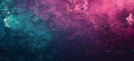 Dark textured background transitions from teal on the left to magenta on the right photo