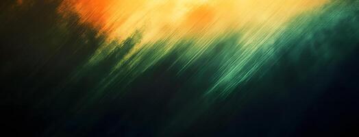 Diagonal golden and green streaks are fading into the dark depths in this abstract background photo