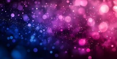 Swirling pink and blue bokeh particles create a dreamy ethereal gradient across the dark backdrop photo