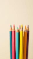 Colorful pencils arranged in a creative display showcasing vibrant hues and artistic potential for drawing and sketching activities, art supplies concept photo