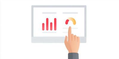 A hand pointing at a tablet with a graph on it photo
