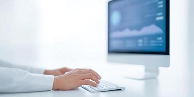 A person is typing on a computer keyboard photo