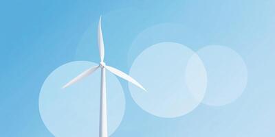 A wind turbine on a blue sky background photo