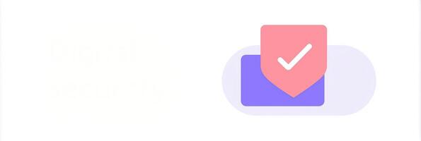 Secure digital communication concept with shield symbol and checkmark on colorful background representing safety and trust in online messaging platforms photo