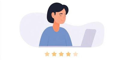 Happy person working on laptop with positive expression, enjoying productivity and satisfaction, modern workspace, digital lifestyle, technology concept photo