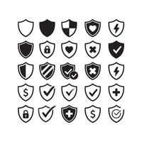 Shield Icon Set with Security Symbols vector
