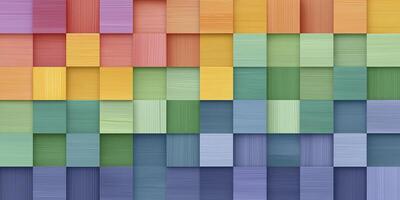 Colorful abstract pattern of square tiles arranged in a gradient showcasing vibrant hues and textures for artistic design and creative projects photo