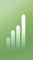 Abstract green background with upward trending white bars representing growth, success, and progress in business or finance concepts photo