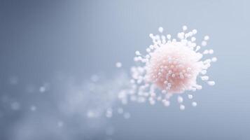 Abstract illustration of a pink cell-like structure with fine details and a soft gradient background, representing biological processes and microscopic life photo