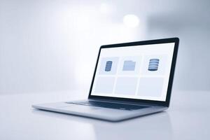 A laptop computer with a database on the screen photo