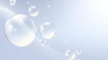 Transparent bubbles floating gracefully on a soft gradient background creating a serene and calming atmosphere for design and creative projects photo