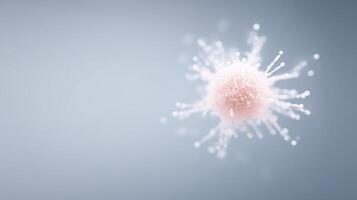Abstract illustration of a microscopic virus with delicate structures and a soft color palette against a blurred background representing health and science concepts photo