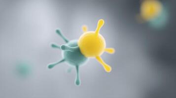 Colorful virus illustration with spherical shapes and protruding spikes representing microscopic organisms in a scientific context of health and biology photo