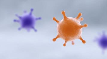 Colorful 3D illustration of virus particles in a soft-focus background representing microscopic life and the importance of health and science in modern society photo
