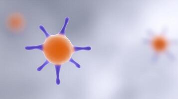 Colorful abstract illustration of microscopic cells with vibrant orange and purple details floating in a soft blurred background representing biological concepts photo