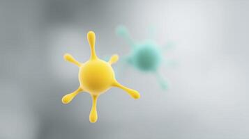 A yellow and blue virus is floating in the air photo