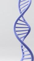 Purple DNA double helix model showcasing intricate structure and design with copy space for scientific or educational use photo
