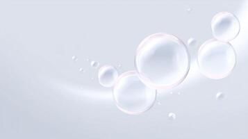 Transparent soap bubbles floating gracefully on a soft gradient background creating a serene and calming atmosphere for design purposes photo