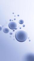 Abstract blue background featuring floating water droplets with soft focus and gentle light creating a serene and calming atmosphere for design purposes photo