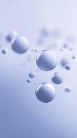 Abstract illustration of floating water droplets on a soft blue background creating a serene and calming atmosphere for design and creative projects photo