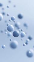 Abstract blue spheres floating in a soft gradient background creating a sense of depth and tranquility for design and artistic projects photo