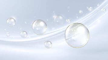 Bubbles floating gracefully on a soft gradient background with shimmering light reflections creating a serene and tranquil atmosphere for design purposes photo