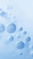 Bubbles floating in a soft blue background creating a serene atmosphere with a sense of freshness and tranquility for design purposes photo