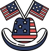 A hat with two American flags on it vector