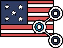 A flag with a blue circle in the middle and three white circles around it vector