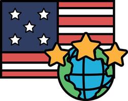 A cartoon of the American flag with stars and a globe vector