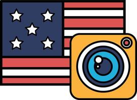 A close up of a camera with a red, white vector