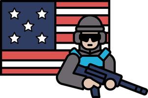 A man in a military uniform stands in front of the American flag vector