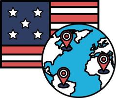 A flag with stars and the word America on it vector