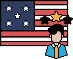 A man is standing in front of the American flag with a star on it vector