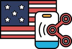A phone with a red and white star on it is next to an American flag vector
