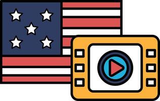 A cartoon of an American flag with a player on the right vector