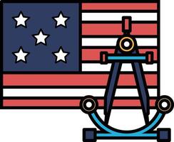 A flag with stars and stripes and a compass on top of it vector