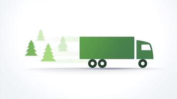 A green truck with trees on it photo