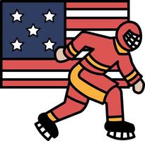 A man in a red outfit is running across an American flag vector