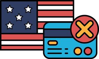 A red, white, and blue American flag with a credit card on top of it vector